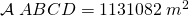 \mathcal{A}\; ABCD=1131082\;m^{2}