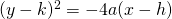 (y-k)^{2}=-4a(x-h)