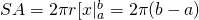 SA=2 \pi r [x|_{a}^{b}=2 \pi (b-a)