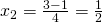 x_{2}=\frac{3-1}{4}=\frac{1}{2}