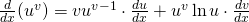 \frac{d}{dx}(u^{v})=vu^{v-1}\cdot \frac{du}{dx}+u^{v}\ln u \cdot\frac{dv}{dx}