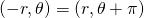 \left(-r, \theta \right)=\left(r, \theta+ \pi \right)