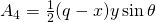 A_4=\frac{1}{2}(q-x)y \sin \theta