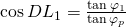 \cos {DL_1}=\frac{\tan {\varphi_{1}}}{\tan {\varphi_{p}}}