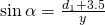 \sin \alpha=\frac{d_{1}+3.5}{y}