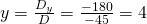 y=\frac{D_y}{D}=\frac{-180}{-45}=4
