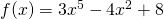 f(x)=3x^{5}-4x^{2}+8