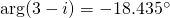 \arg(3-i)=-18.435^{\circ}