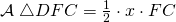 \mathcal{A}\;\triangle DFC=\frac{1}{2}\cdot x \cdot FC