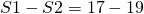 S1-S2=17-19