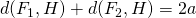 d(F_{1},H)+d(F_{2},H)=2a