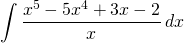 {\displaystyle \int \frac{x^{5}-5x^{4}+3x-2}{x}\, dx}