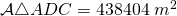 \mathcal{A}\triangle ADC=438404\; m^{2}