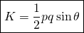 \boxed{K=\frac{1}{2}pq \sin \theta}