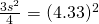 \frac{3s^{2}}{4}=(4.33)^{2}