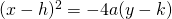 (x-h)^{2}=-4a(y-k)