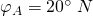 \varphi_{A}=20^{\circ}\;N