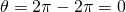 \theta=2\pi-2\pi=0